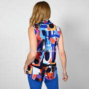 Frank Lyman Abstract Print Diamante Zip Top - Style 236147