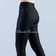 Marble Wax Coated Full Length Skinny Jean - Style 2405-101 (Black)