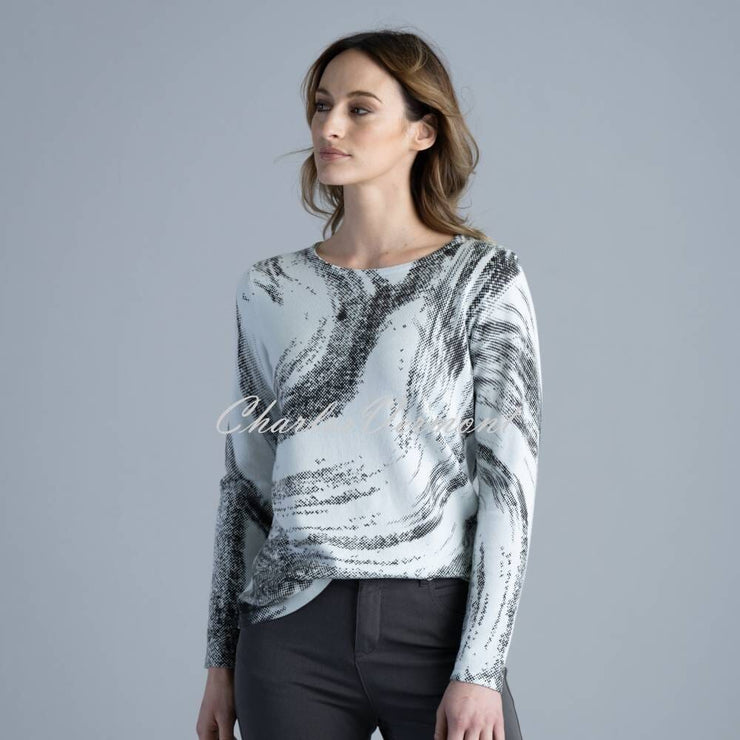 Marble Sweater - Style 6305-167 (Ice Blue / Charcoal Grey)
