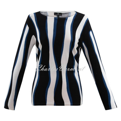 Marble Sweater - Style 6306-170 (Marine Blue / Black / Ivory)