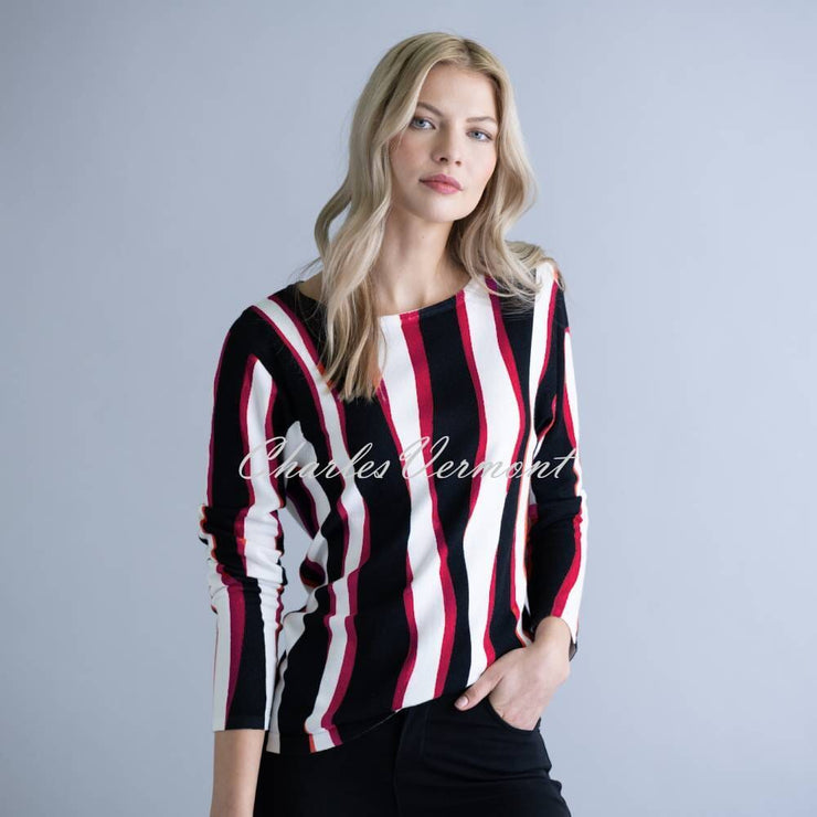 Marle Raspberry Coloured Sweater Marble Sweater - Style 6306-181 (Raspberry / Black / Ivory) | Charles ...