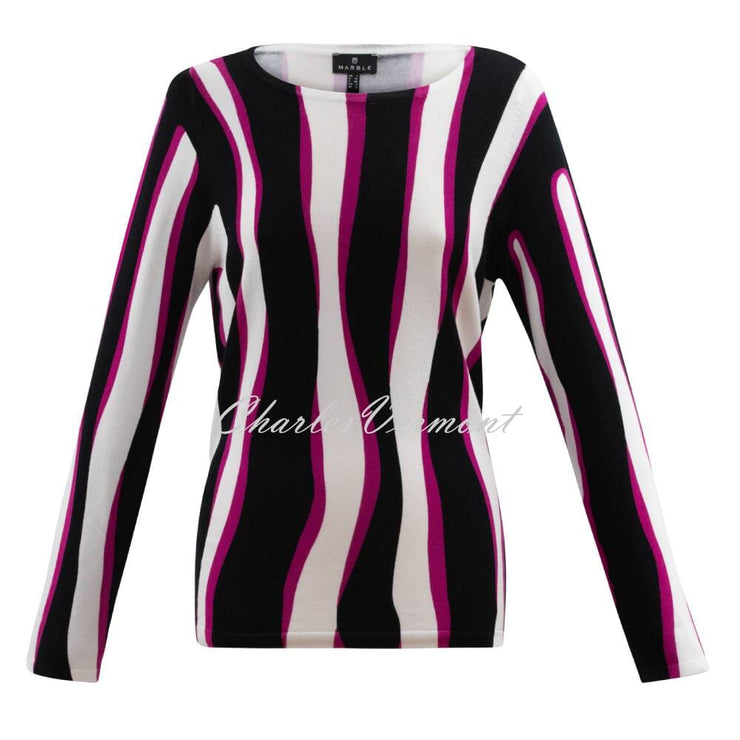 Marle Raspberry Coloured Sweater Marble Sweater - Style 6306-181 (Raspberry / Black / Ivory) | Charles ...