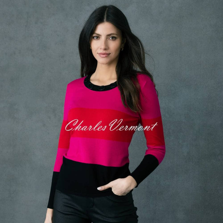 Marle Raspberry Coloured Sweater Marble Sweater - Style 6325-109 (Raspberry / Red / Black) | Charles Vermont