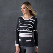 Marble Striped Sweater - Style 6326-120 (Charcoal Grey / Pale Pink / White)