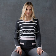 Marble Striped Sweater - Style 6326-120 (Charcoal Grey / Pale Pink / White)