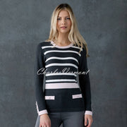 Marble Striped Sweater - Style 6326-120 (Charcoal Grey / Pale Pink / White)