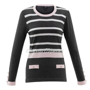 Marble Striped Sweater - Style 6326-120 (Charcoal Grey / Pale Pink / White)
