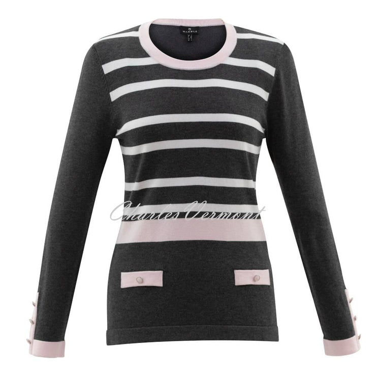 Marble Striped Sweater - Style 6326-120 (Charcoal Grey / Pale Pink / White)