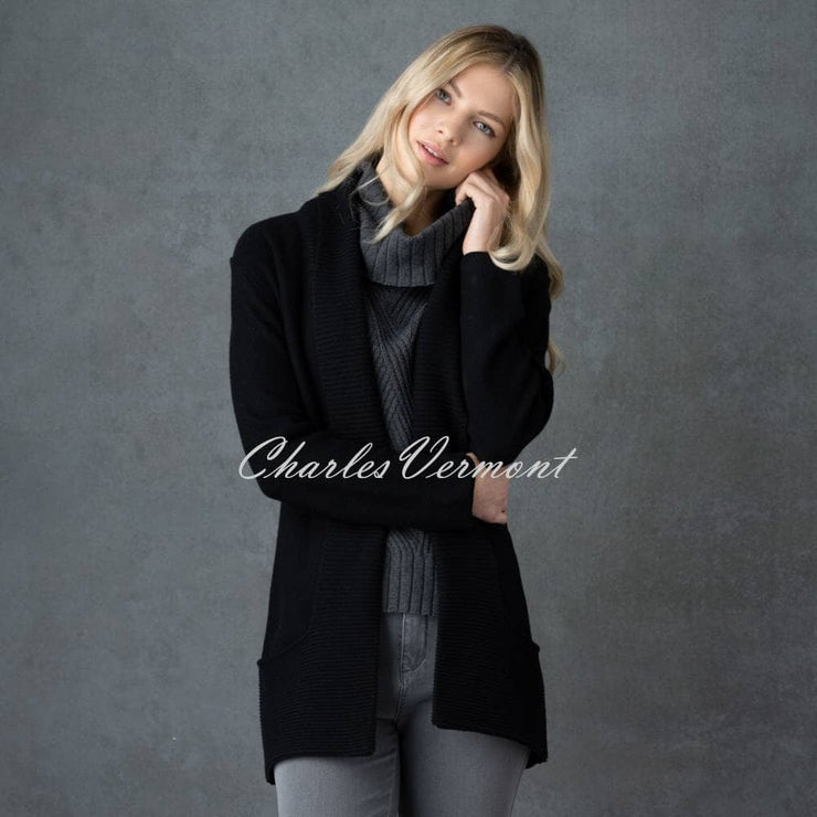 Marble Longline Cardigan - Style 6391-101 (Black)