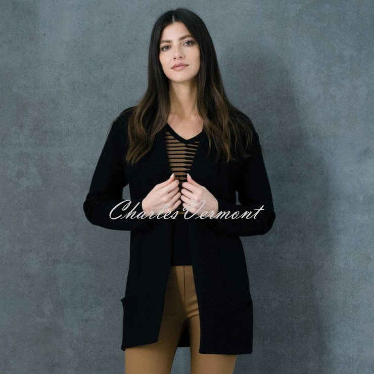 Marble Longline Cardigan - Style 6391-101 (Black)