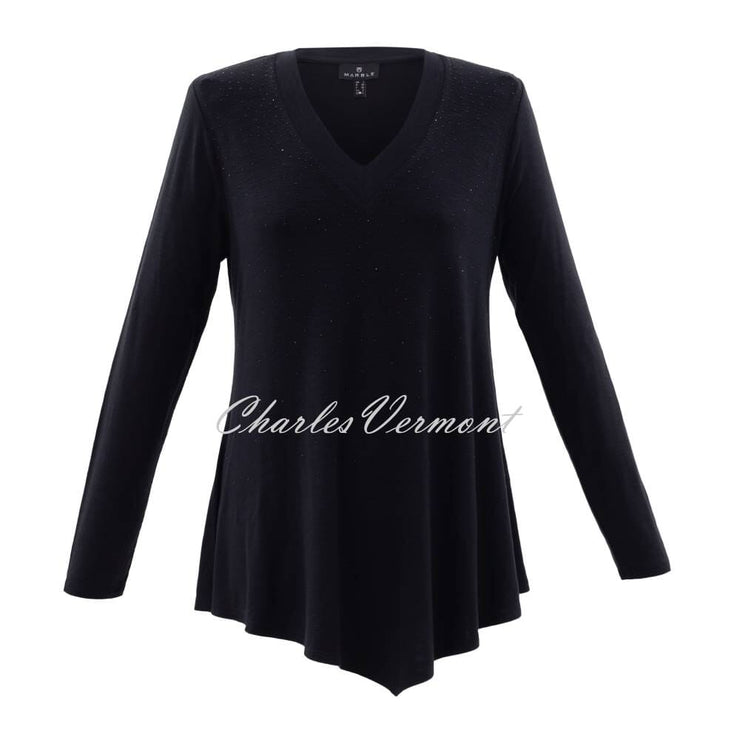Marble Tunic Top with Diamante Detail - Style 6403-101 (Black)
