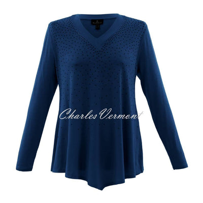 Marble Tunic Top with Diamante Detail - Style 6403-170 (Marine Blue)
