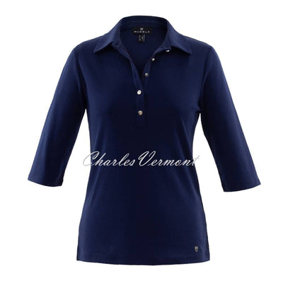 Marble Polo Shirt Top - Style 6533-103 (Navy)