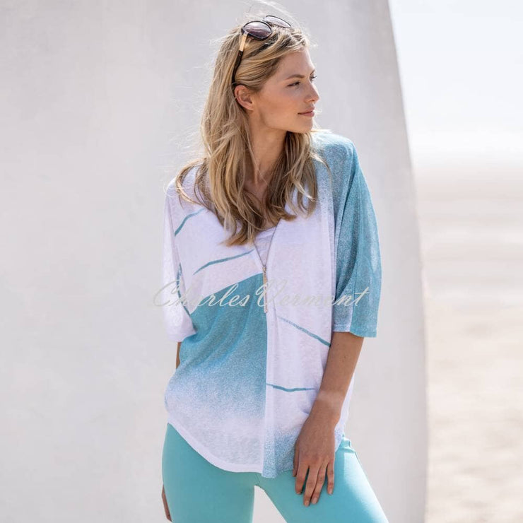 Marble Two Piece Top - Style 6545-151 (White / Aqua)