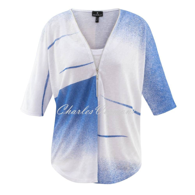 Marble Two Piece Top - Style 6545-190 (White / Mid Blue)