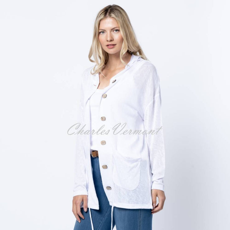 Marble Longline Hooded Cardigan - Style 6549-102 (White)