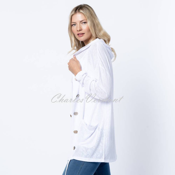 Marble Longline Hooded Cardigan - Style 6549-102 (White)