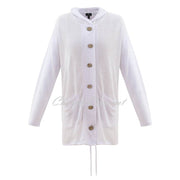 Marble Longline Hooded Cardigan - Style 6549-102 (White)