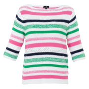 Marble Striped Sweater - Style 6558-194 (White / Pink / Green / Navy)