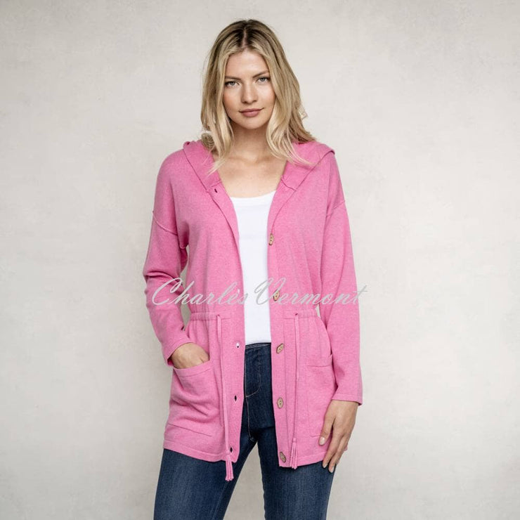 Marble Longline Button Cardigan with Hood - Style 6569-194 (Pink)