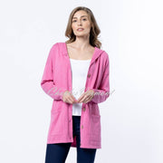 Marble Longline Button Cardigan with Hood - Style 6569-194 (Pink)