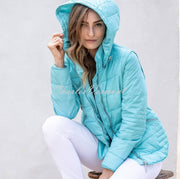 Marble Jacket with Detachable Sleeves & Hood - Style 6578-151 (Aqua)
