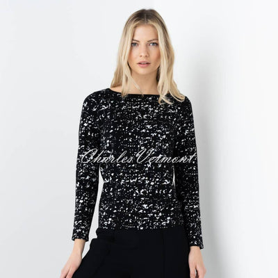 Marble Silver Foil Print Sweater - Style 6694-101 (Black)