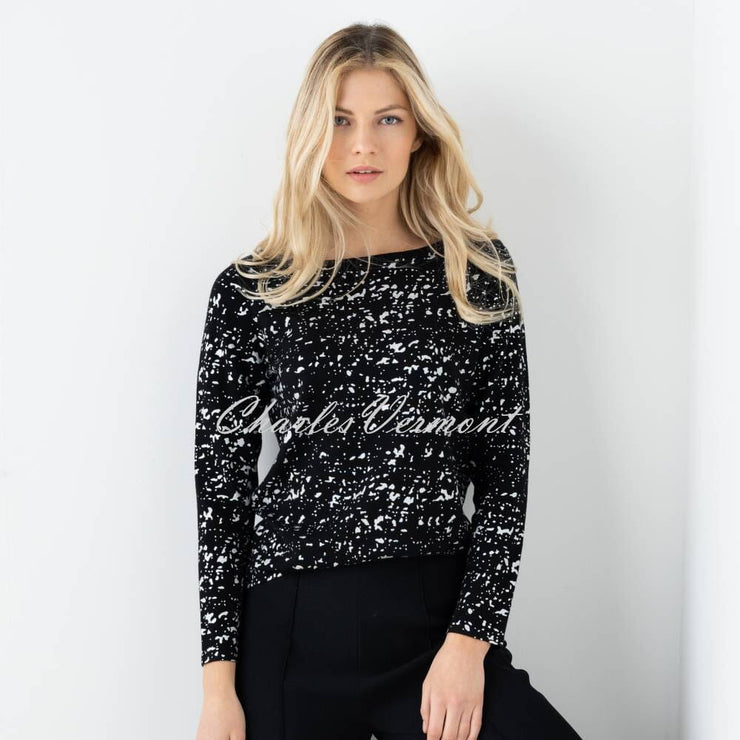 Marble Silver Foil Print Sweater - Style 6694-101 (Black)