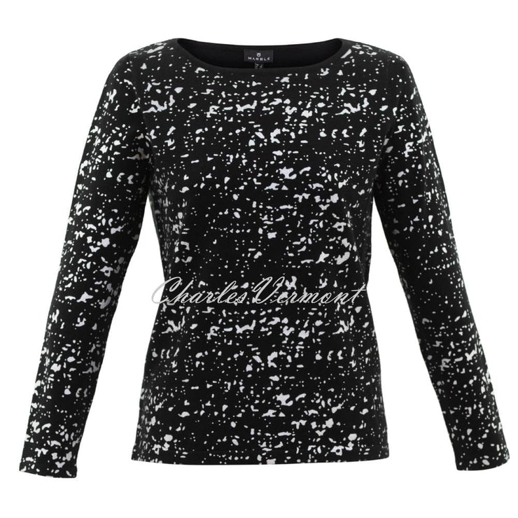 Marble Silver Foil Print Sweater - Style 6694-101 (Black)