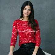 Marble Silver Foil Print Sweater - Style 6694-109 (Red)