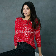 Marble Silver Foil Print Sweater - Style 6694-109 (Red)