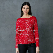 Marble Silver Foil Print Sweater - Style 6694-109 (Red)