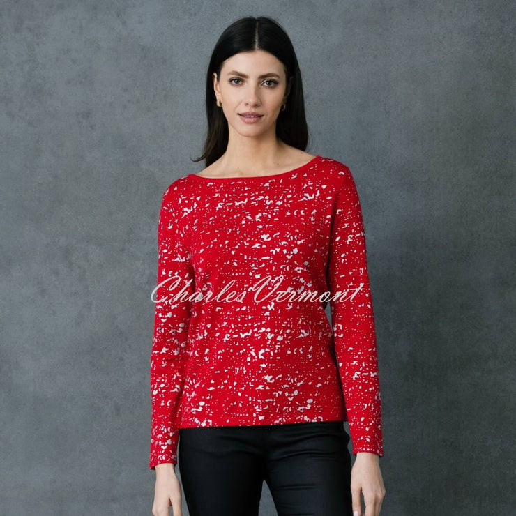 Marble Silver Foil Print Sweater - Style 6694-109 (Red)