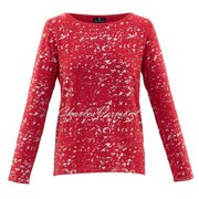 Marble Silver Foil Print Sweater - Style 6694-109 (Red)