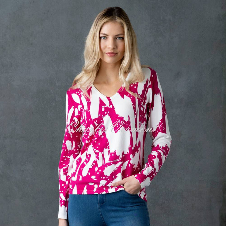 Marble Sweater - Style 6695-126 (Raspberry / Ivory)