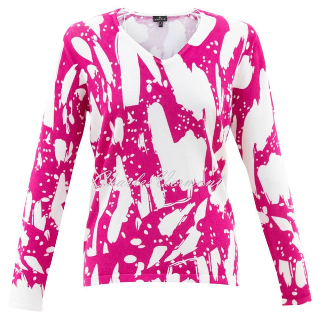 Marble Sweater - Style 6695-126 (Raspberry / Ivory) | Charles Vermont ...