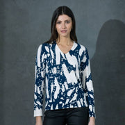 Marble Sweater - Style 6695-170 (Marine Blue / Ivory)
