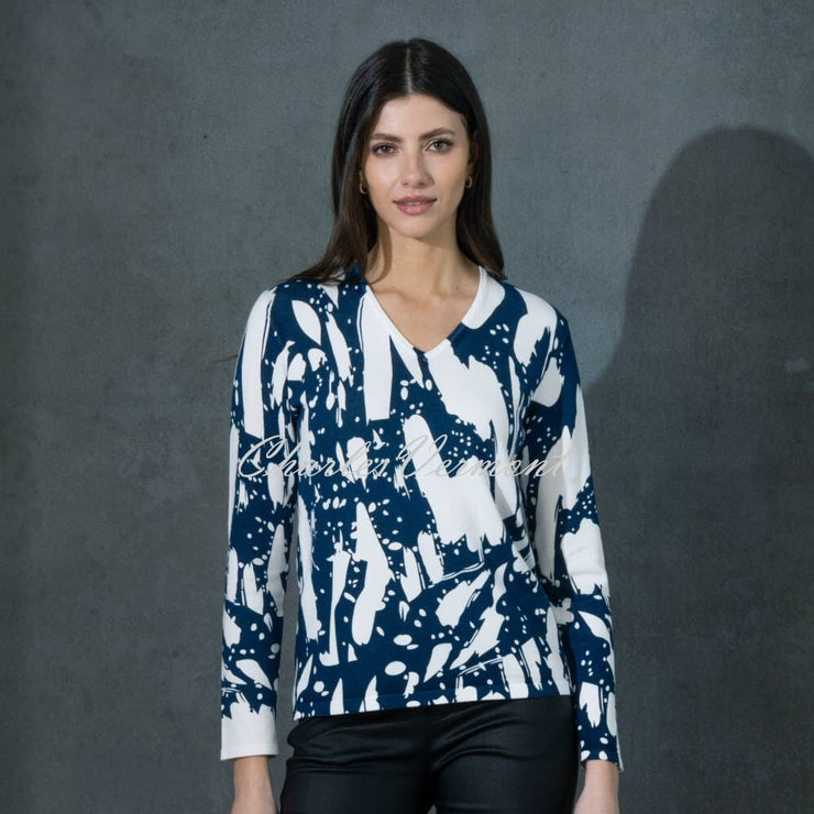 Marble Sweater - Style 6695-170 (Marine Blue / Ivory)