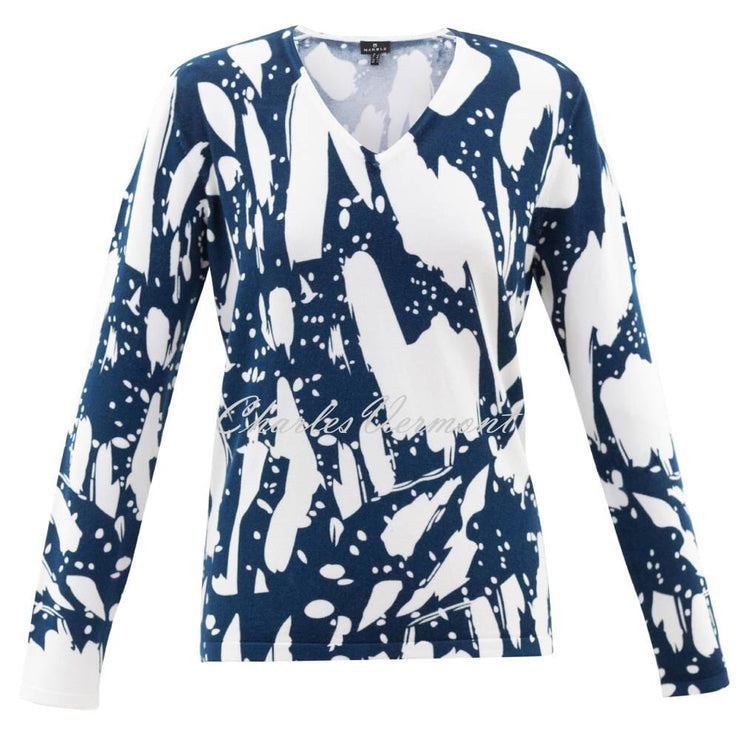 Marble Sweater - Style 6695-170 (Marine Blue / Ivory)