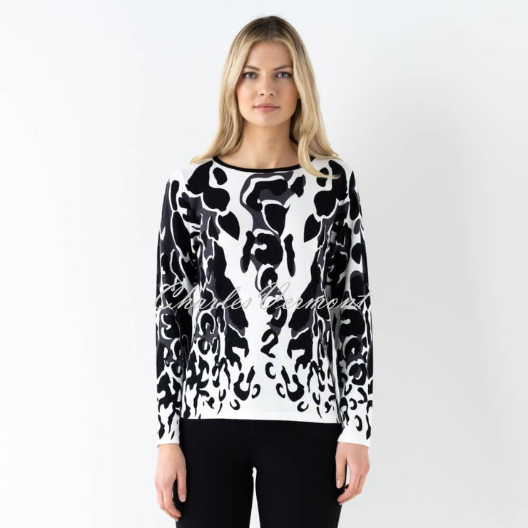 Marble Patterned Sweater - Style 6696-105 (Black / Charcoal / Ivy)