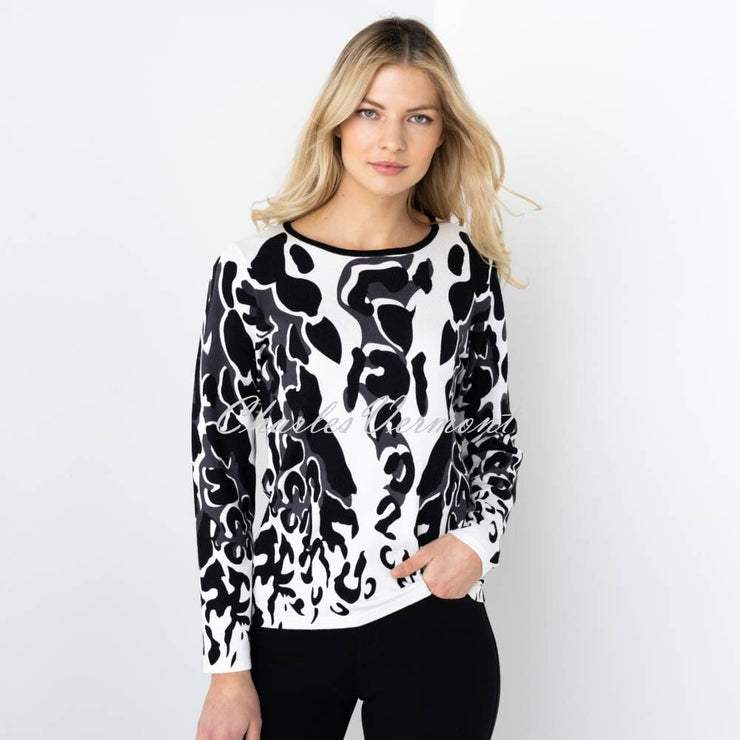 Marble Patterned Sweater - Style 6696-105 (Black / Charcoal / Ivy)