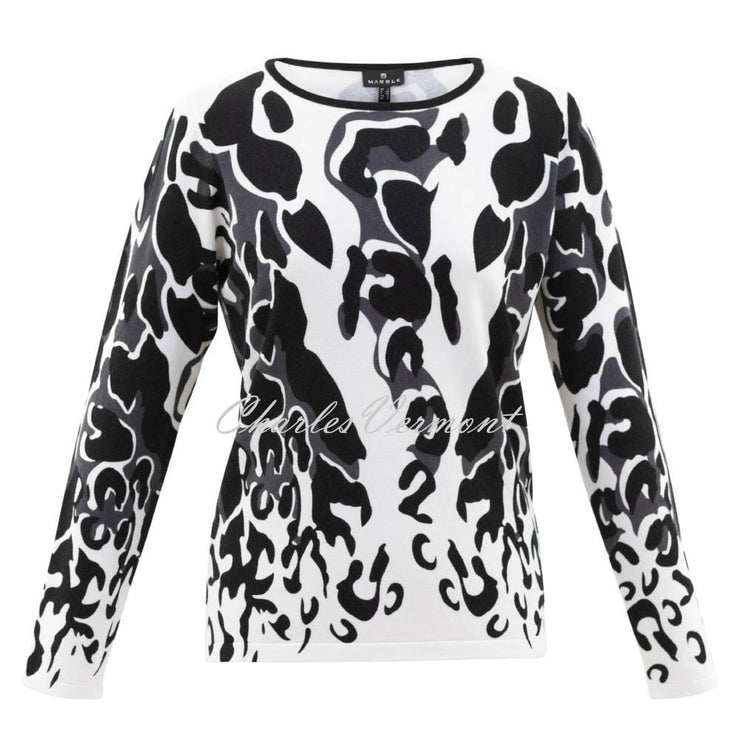 Marble Patterned Sweater - Style 6696-105 (Black / Charcoal / Ivy)