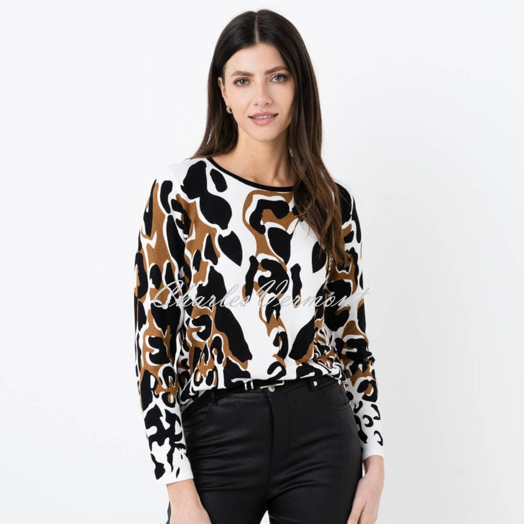Marble Patterned Sweater - Style 6696-130 (Camel / Black / Ivy)
