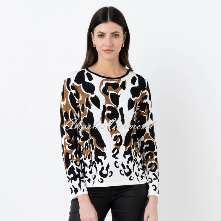 Marble Patterned Sweater - Style 6696-130 (Camel / Black / Ivy)