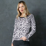 Marble Animal Sweater - Style 6699-120 (Pale Pink / Charcoal)