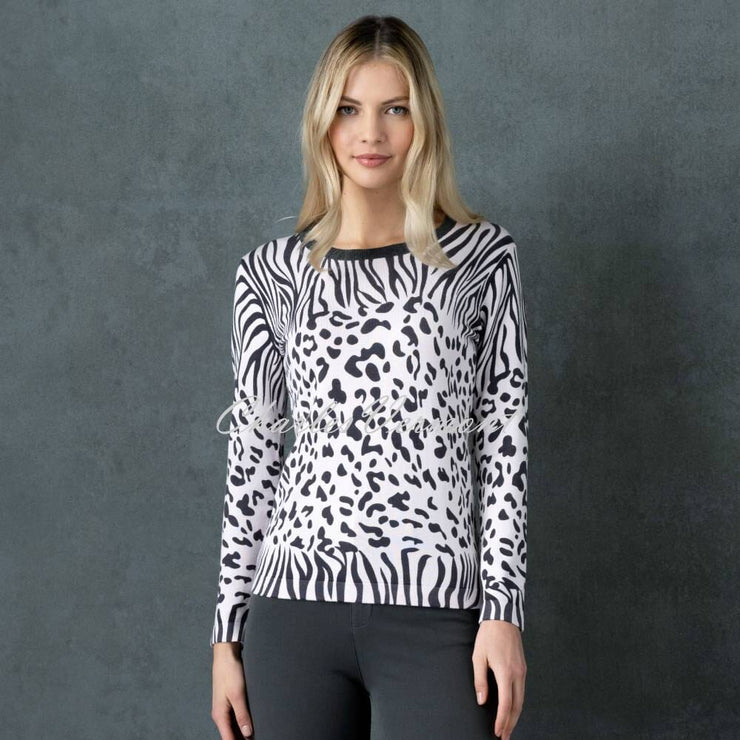 Marble Animal Sweater - Style 6699-120 (Pale Pink / Charcoal)