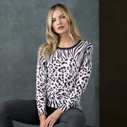Marble Animal Sweater - Style 6699-120 (Pale Pink / Charcoal)
