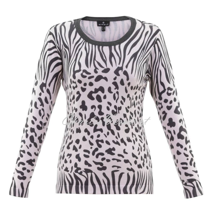 Marble Animal Sweater - Style 6699-120 (Pale Pink / Charcoal)