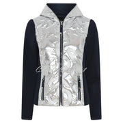 I'cona Embossed Letter Print Jacket With Hood- Style 67138-60139-91 (Navy / Silver)
