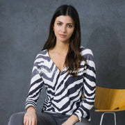 Marble Zebra Sweater - Style 6714-105 (Charcoal Grey / Grey / Ivory)